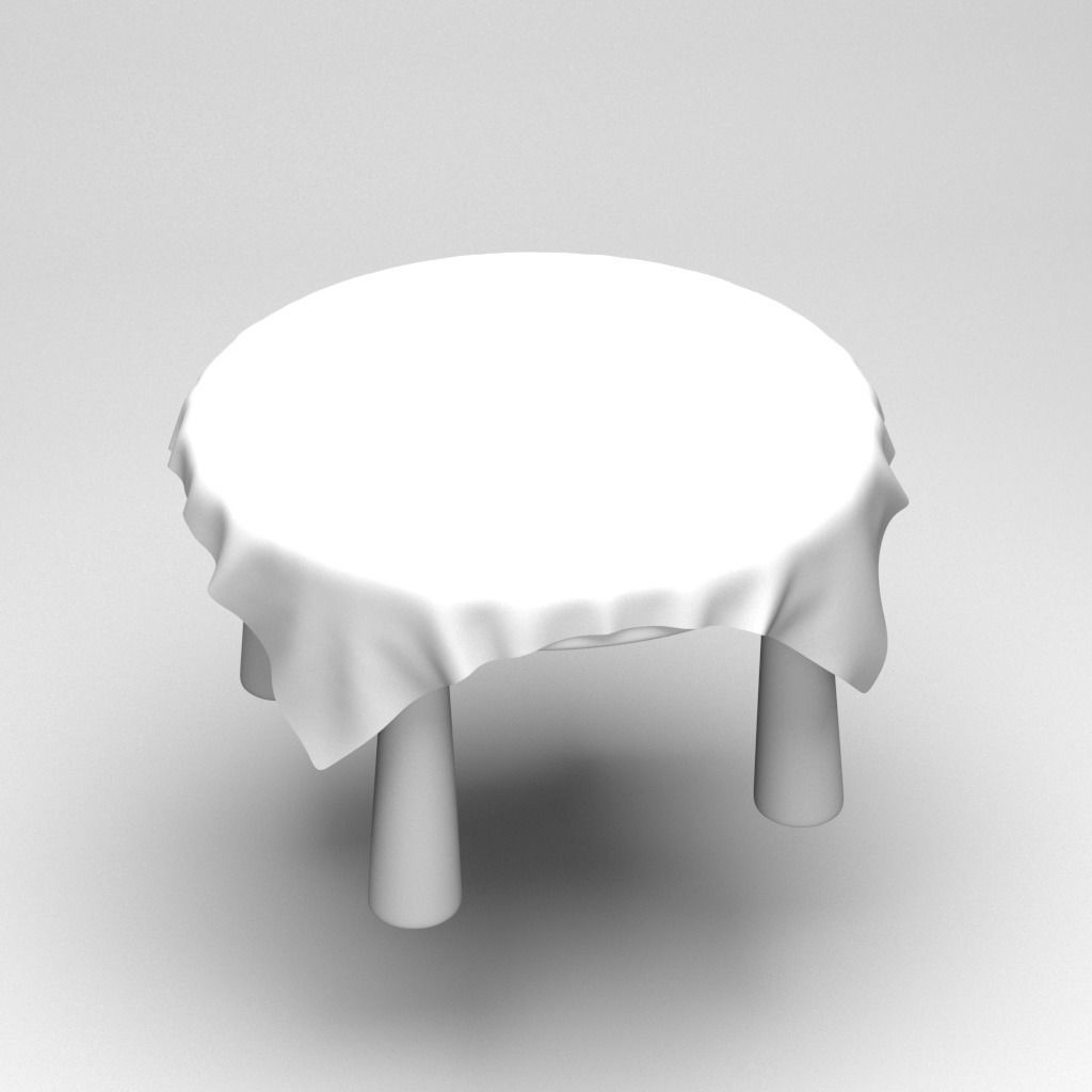 Table with cloth Low-poly 3D model_1