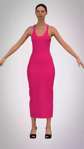 Pink Round neck lattice dress and cross-straps at the back