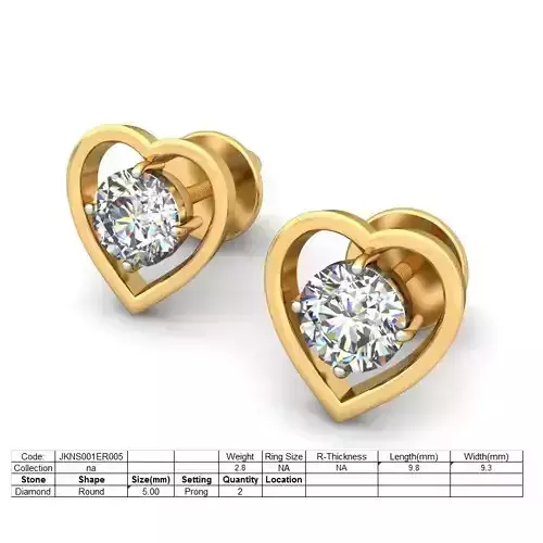 Women heart earrings 3dm stl render