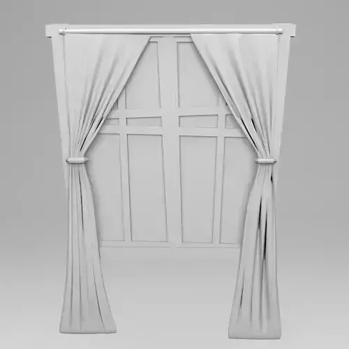 Window with curtain Low-poly 3D model