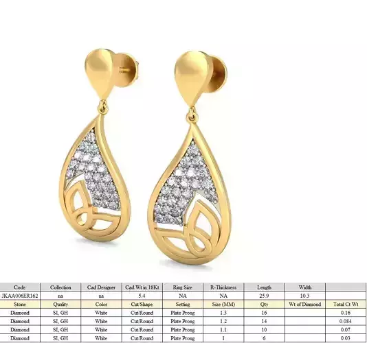 Women earrings 3dm stl render