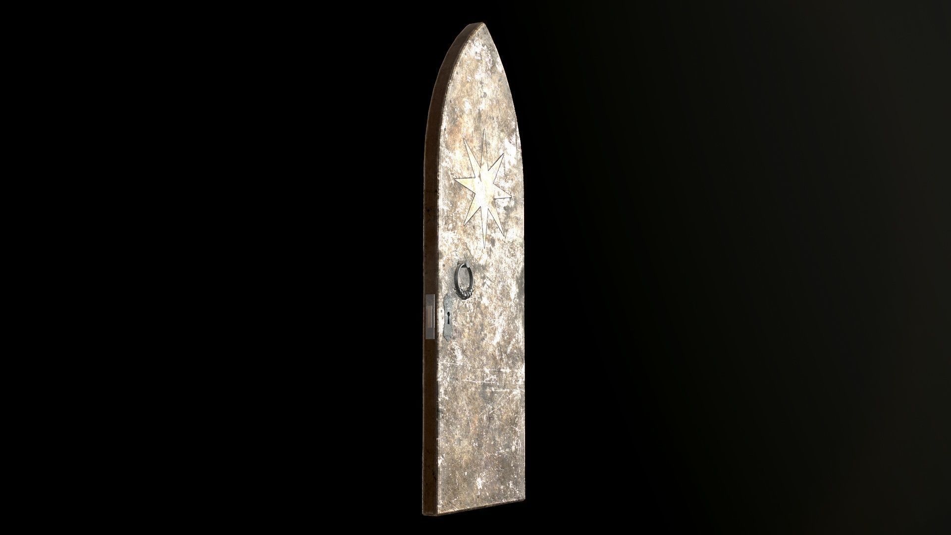Old Single Medieval Door Low-poly 3D model_33