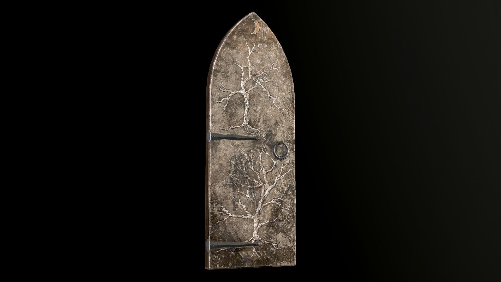 Old Single Medieval Door Low-poly 3D model_23