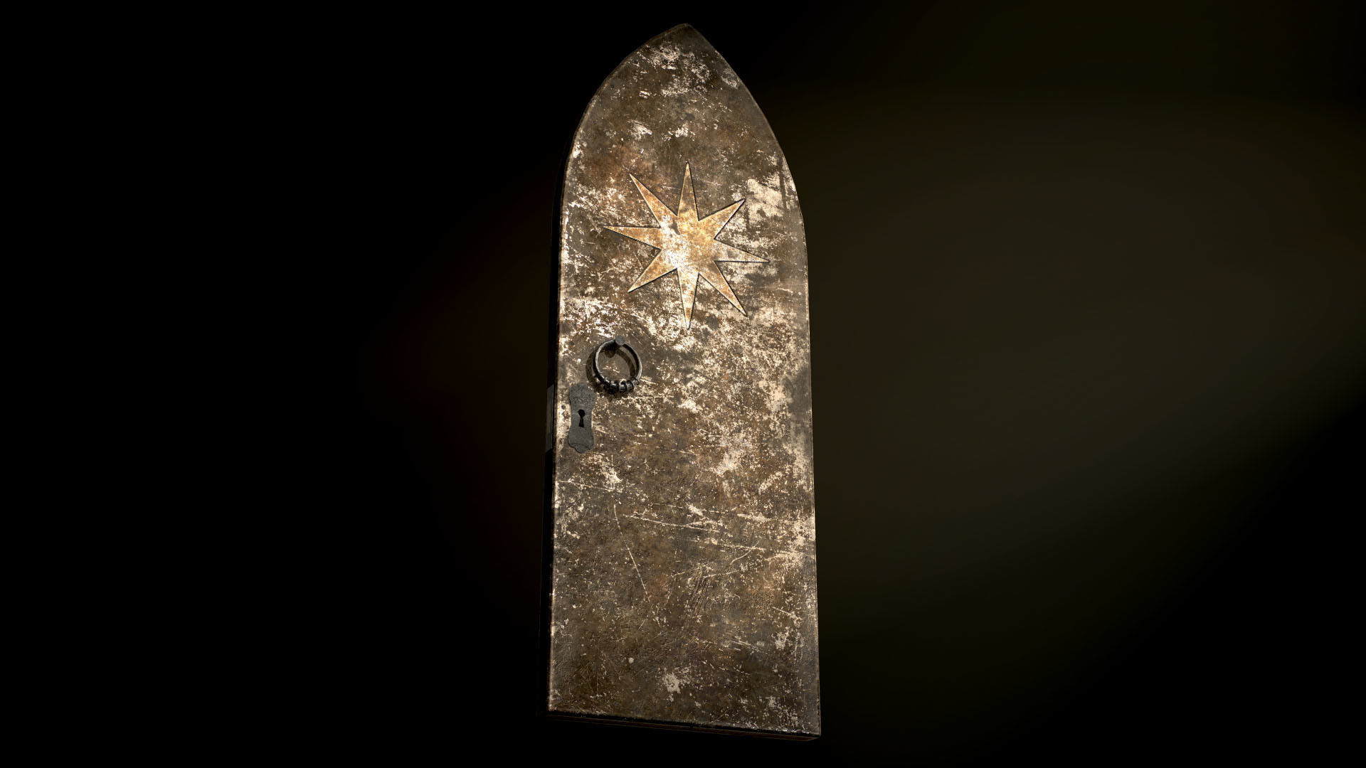 Old Single Medieval Door Low-poly 3D model_7