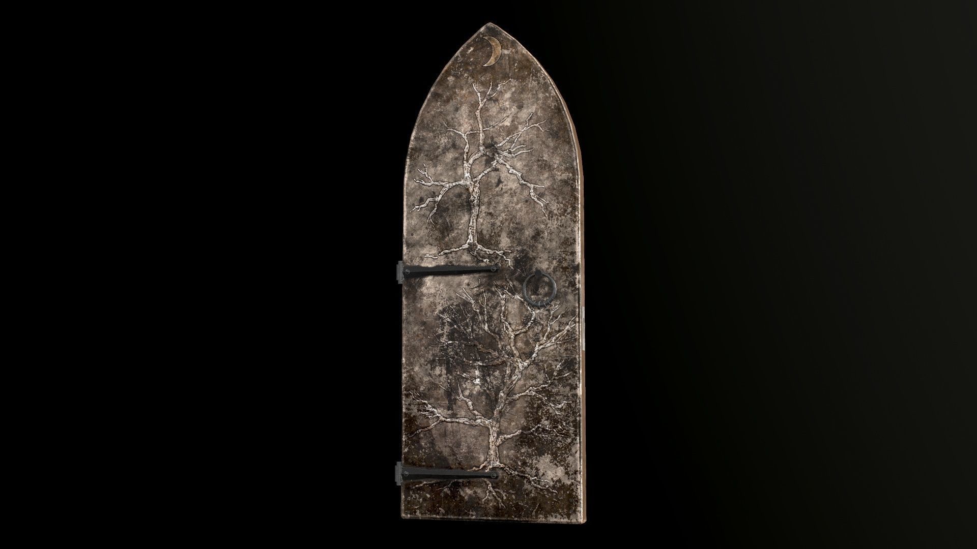 Old Single Medieval Door Low-poly 3D model_41