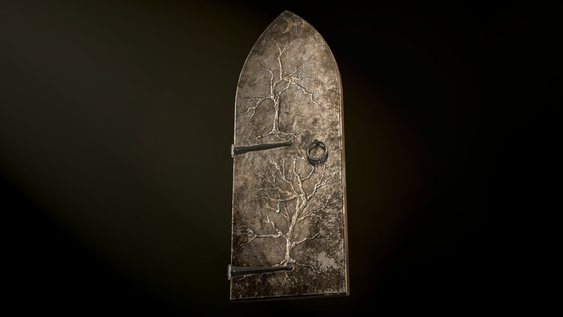 Old Single Medieval Door Low-poly 3D model_2