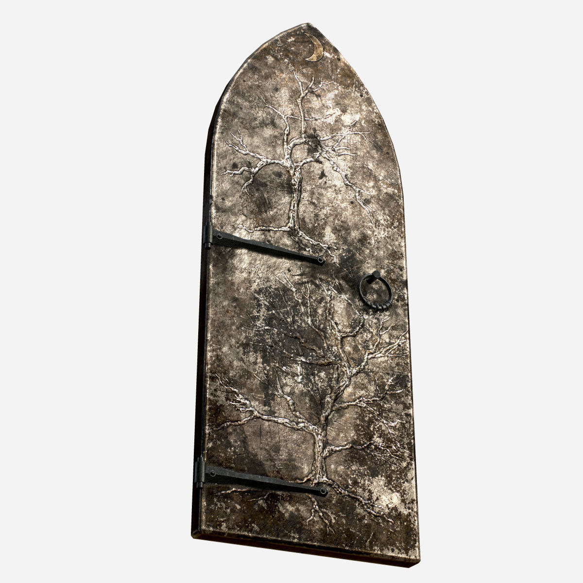 Old Single Medieval Door Low-poly 3D model_17