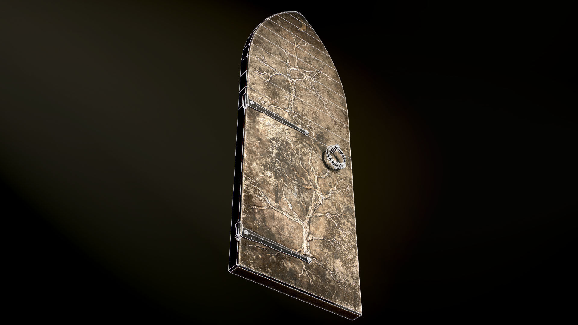 Old Single Medieval Door Low-poly 3D model_12