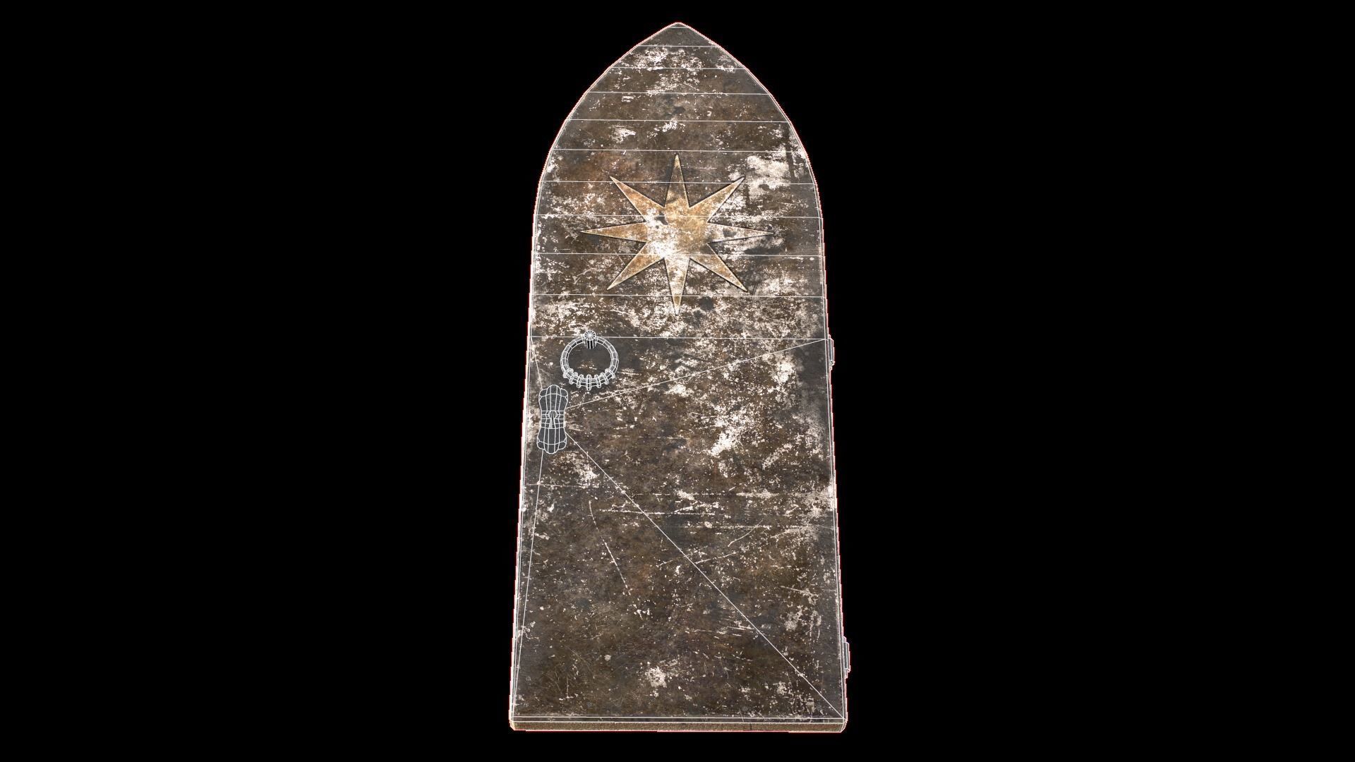 Old Single Medieval Door Low-poly 3D model_45