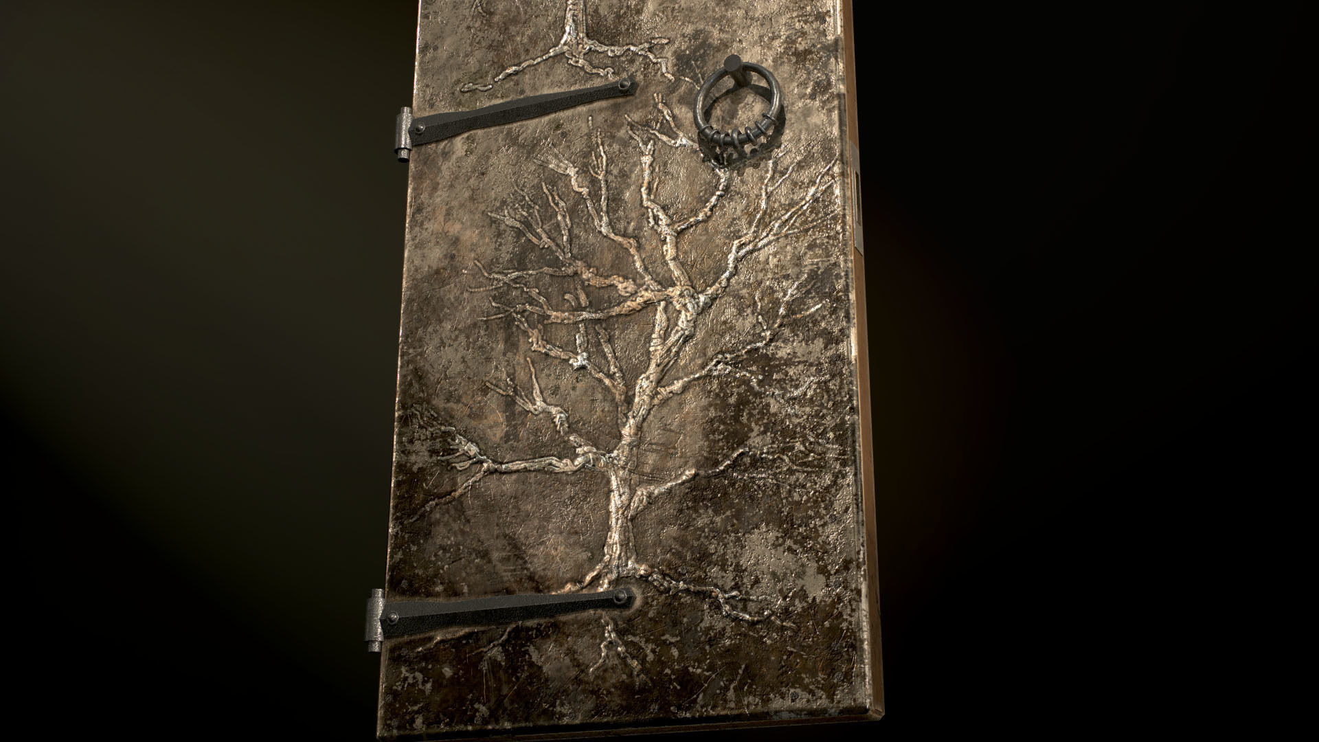 Old Single Medieval Door Low-poly 3D model_15