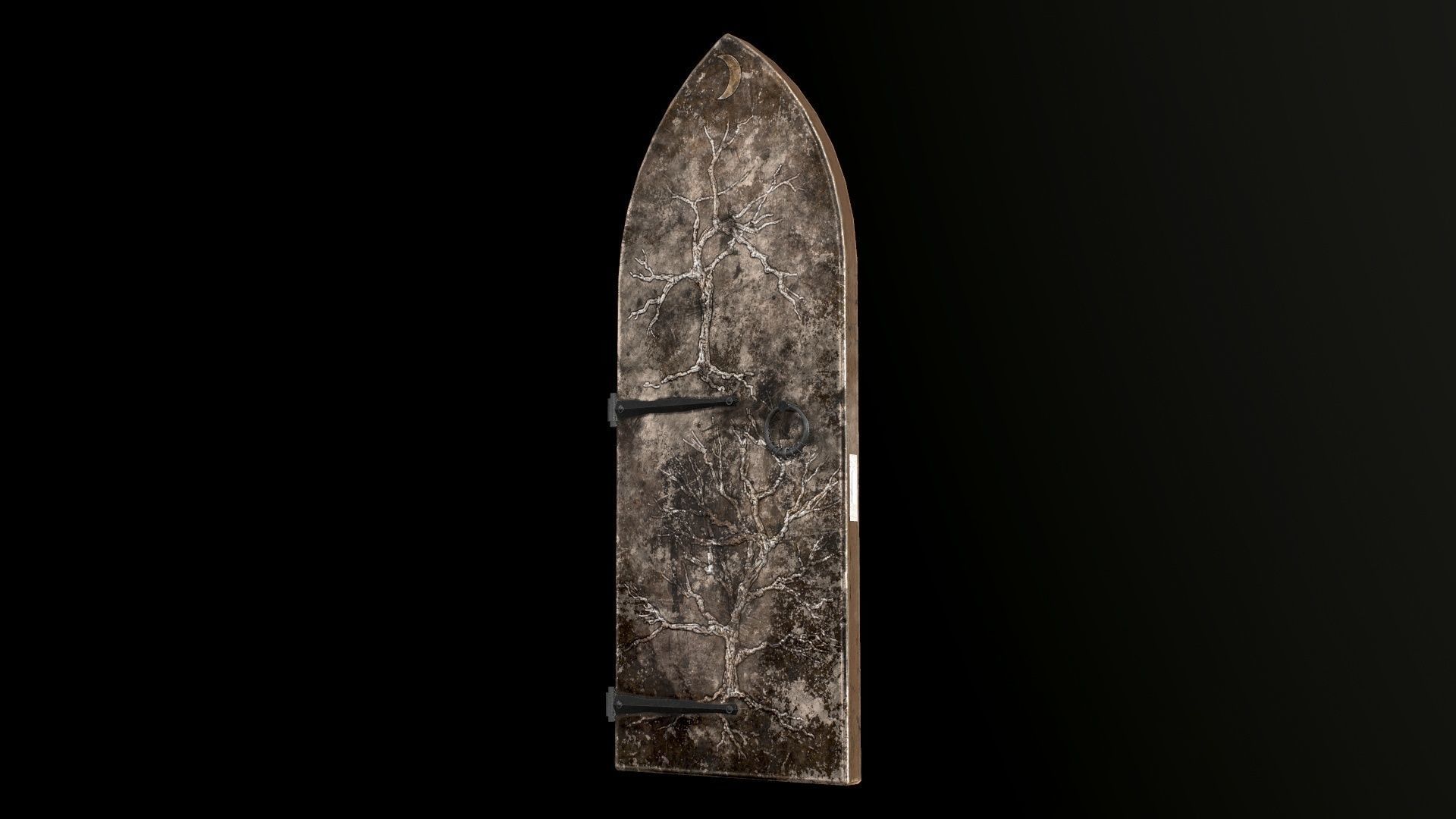 Old Single Medieval Door Low-poly 3D model_38