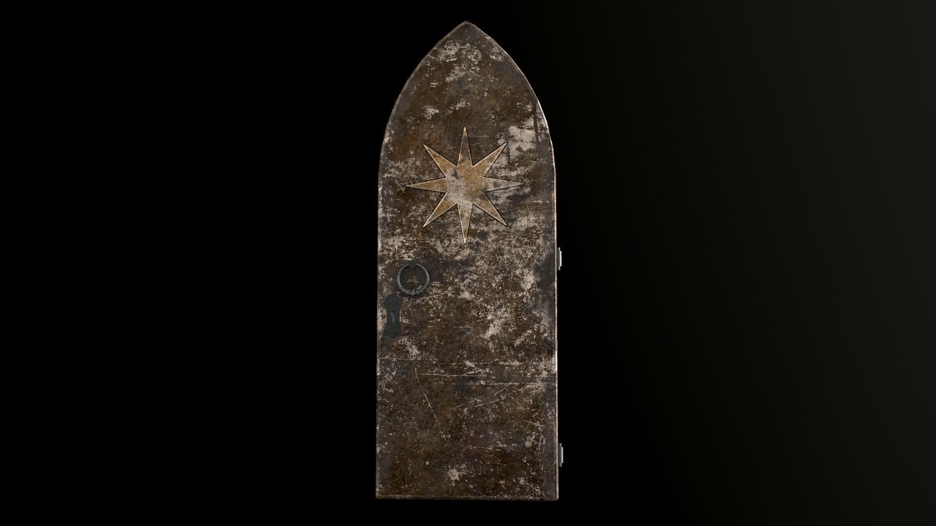 Old Single Medieval Door Low-poly 3D model_30