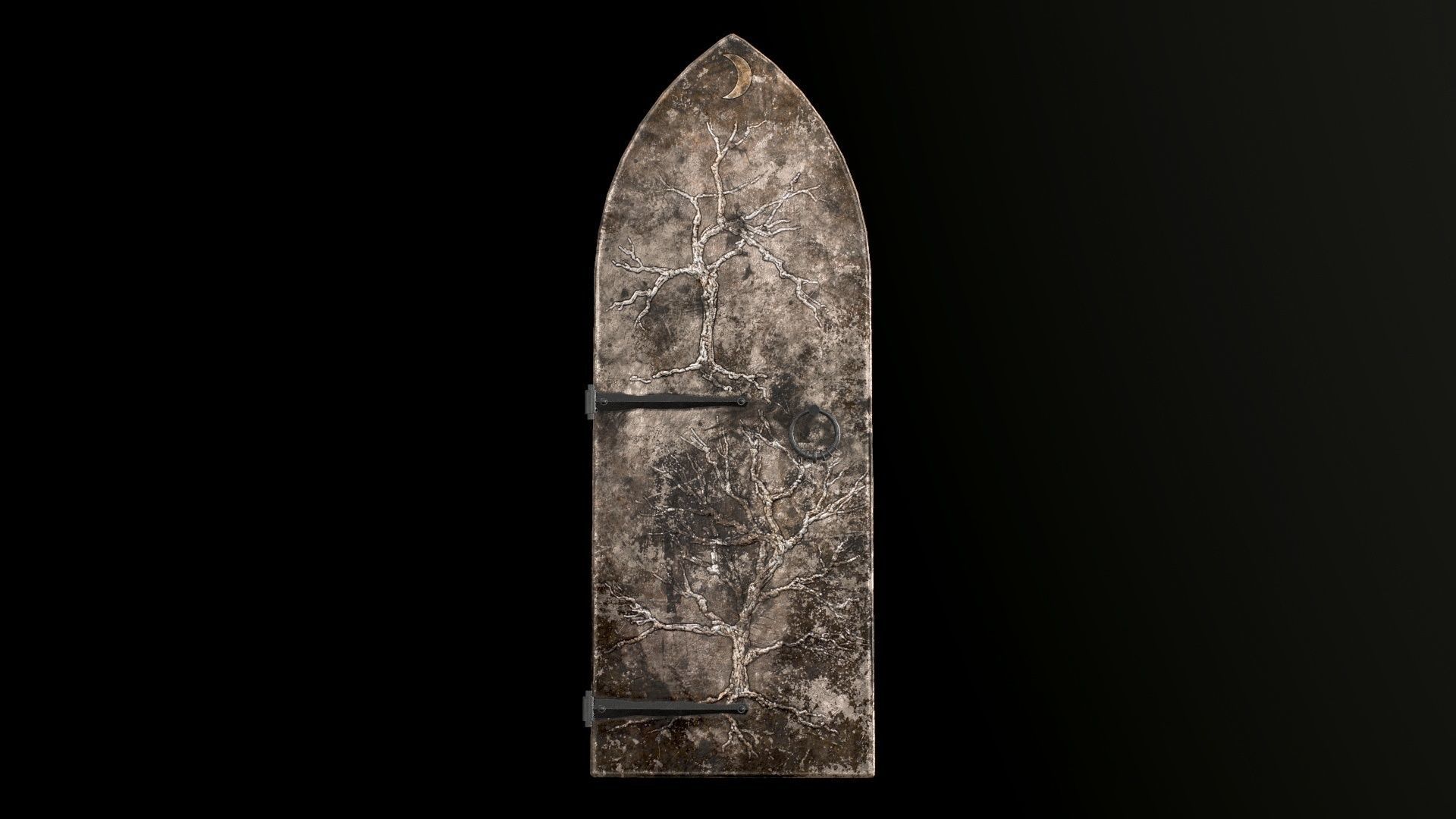 Old Single Medieval Door Low-poly 3D model_21