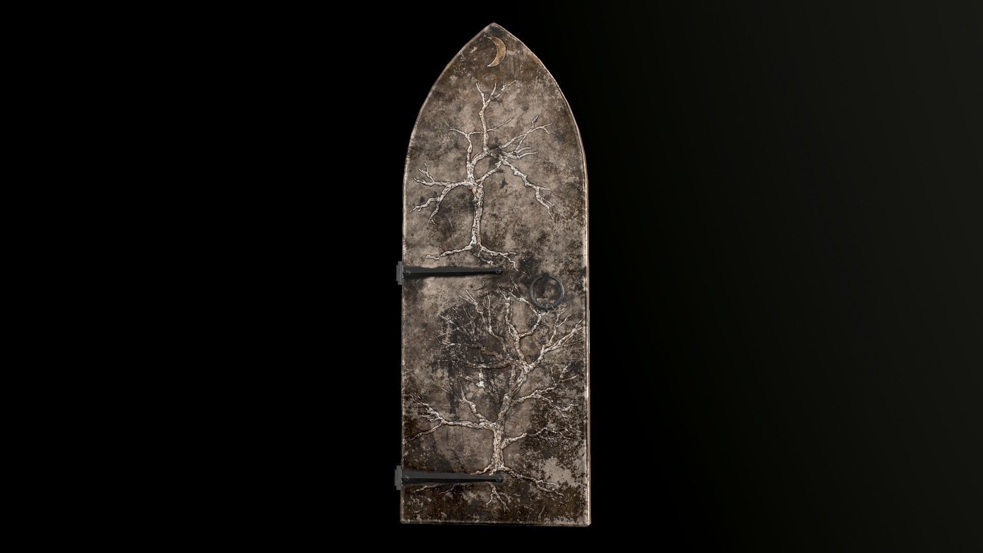 Old Single Medieval Door Low-poly 3D model_20