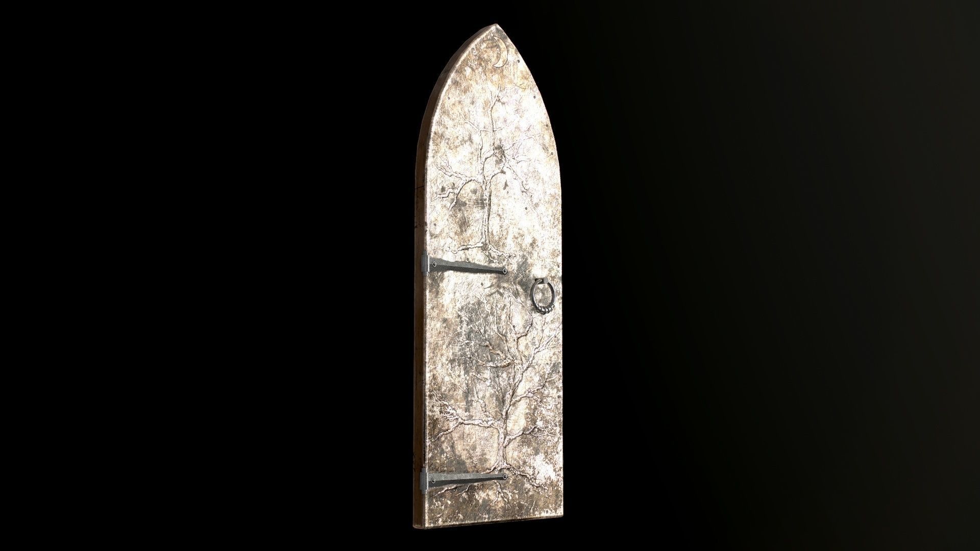 Old Single Medieval Door Low-poly 3D model_24