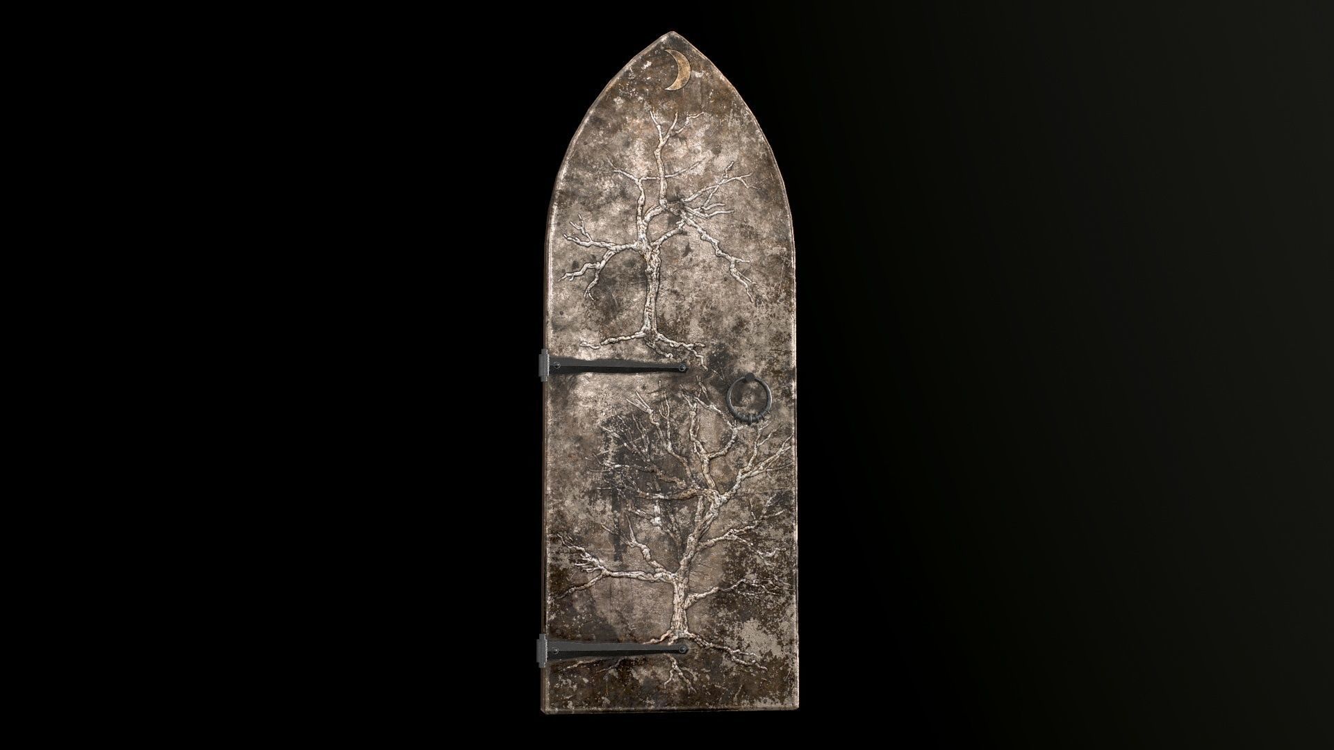 Old Single Medieval Door Low-poly 3D model_22