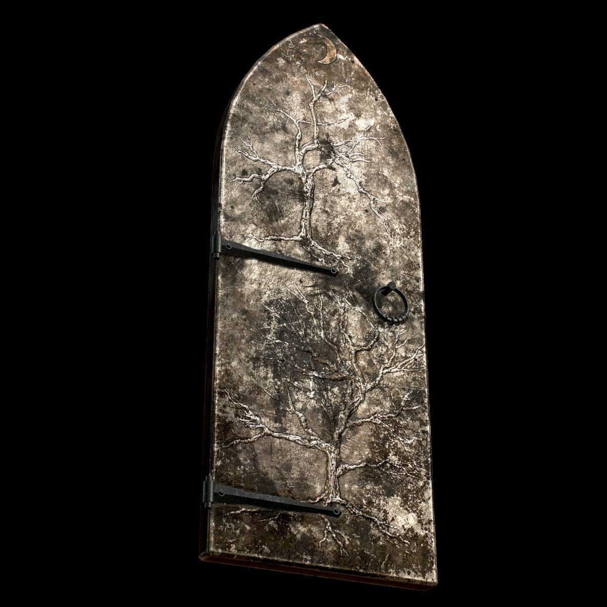 Old Single Medieval Door Low-poly 3D model_43