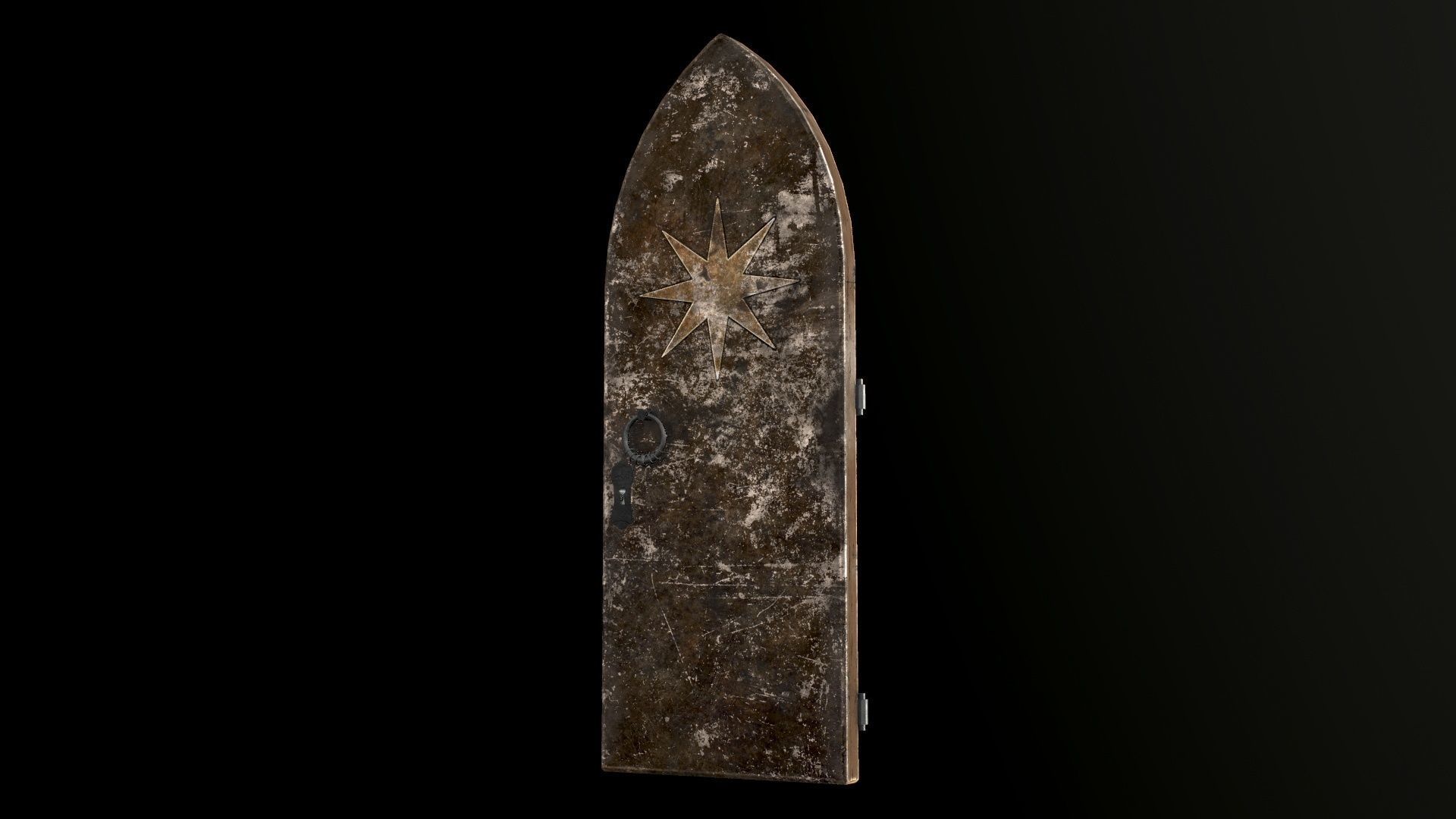 Old Single Medieval Door Low-poly 3D model_29