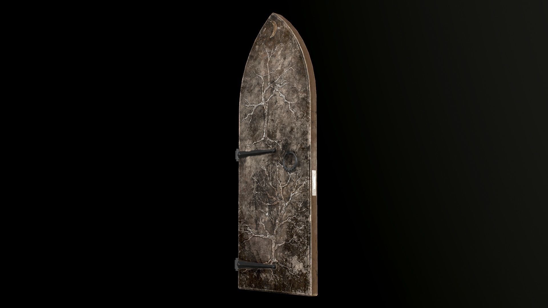 Old Single Medieval Door Low-poly 3D model_37