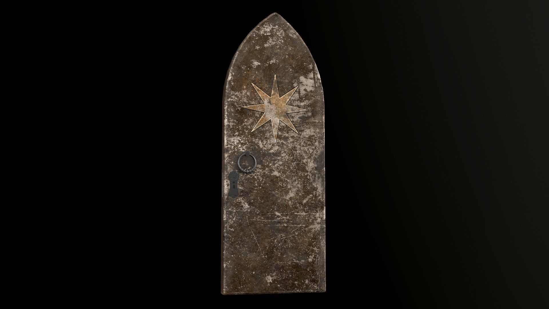 Old Single Medieval Door Low-poly 3D model_31