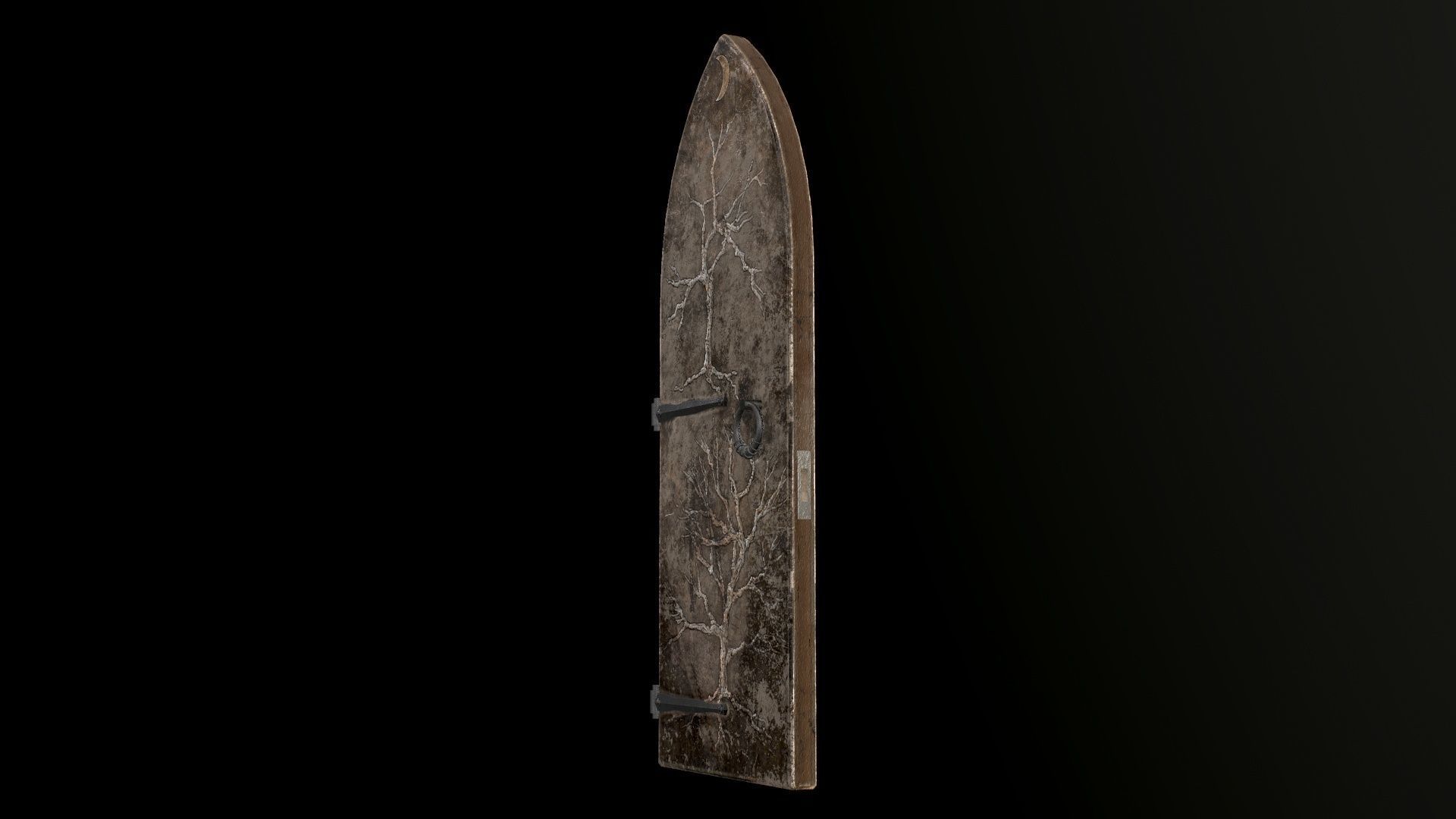 Old Single Medieval Door Low-poly 3D model_36