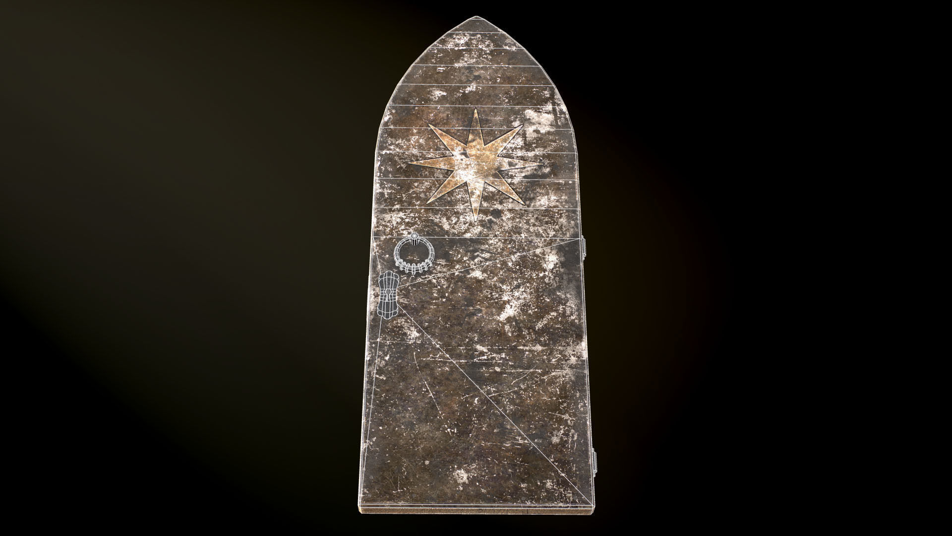 Old Single Medieval Door Low-poly 3D model_11