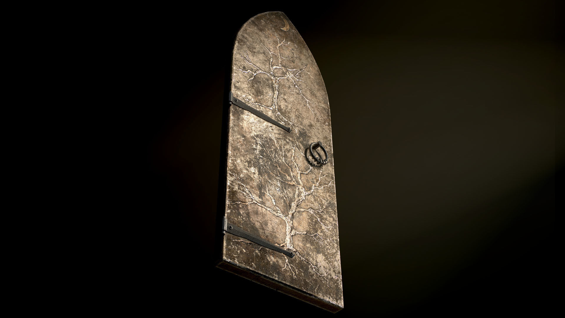 Old Single Medieval Door Low-poly 3D model_13