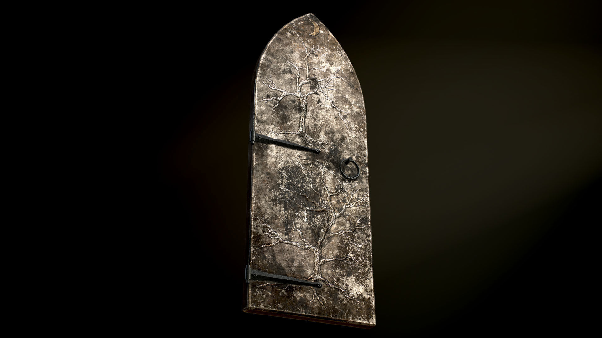 Old Single Medieval Door Low-poly 3D model_8