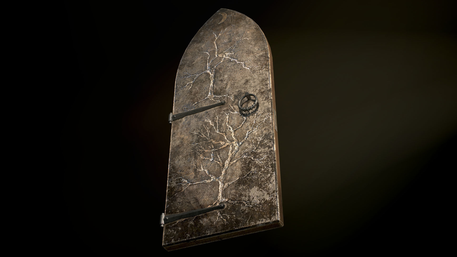 Old Single Medieval Door Low-poly 3D model_14