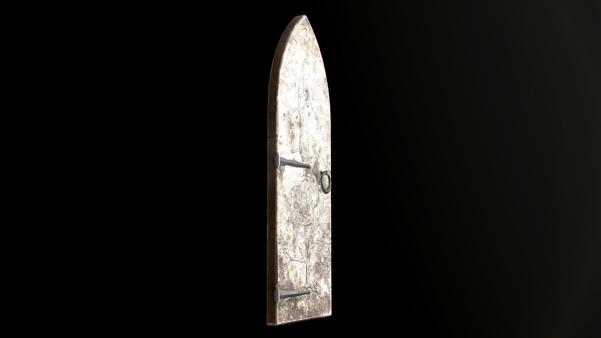 Old Single Medieval Door Low-poly 3D model_25
