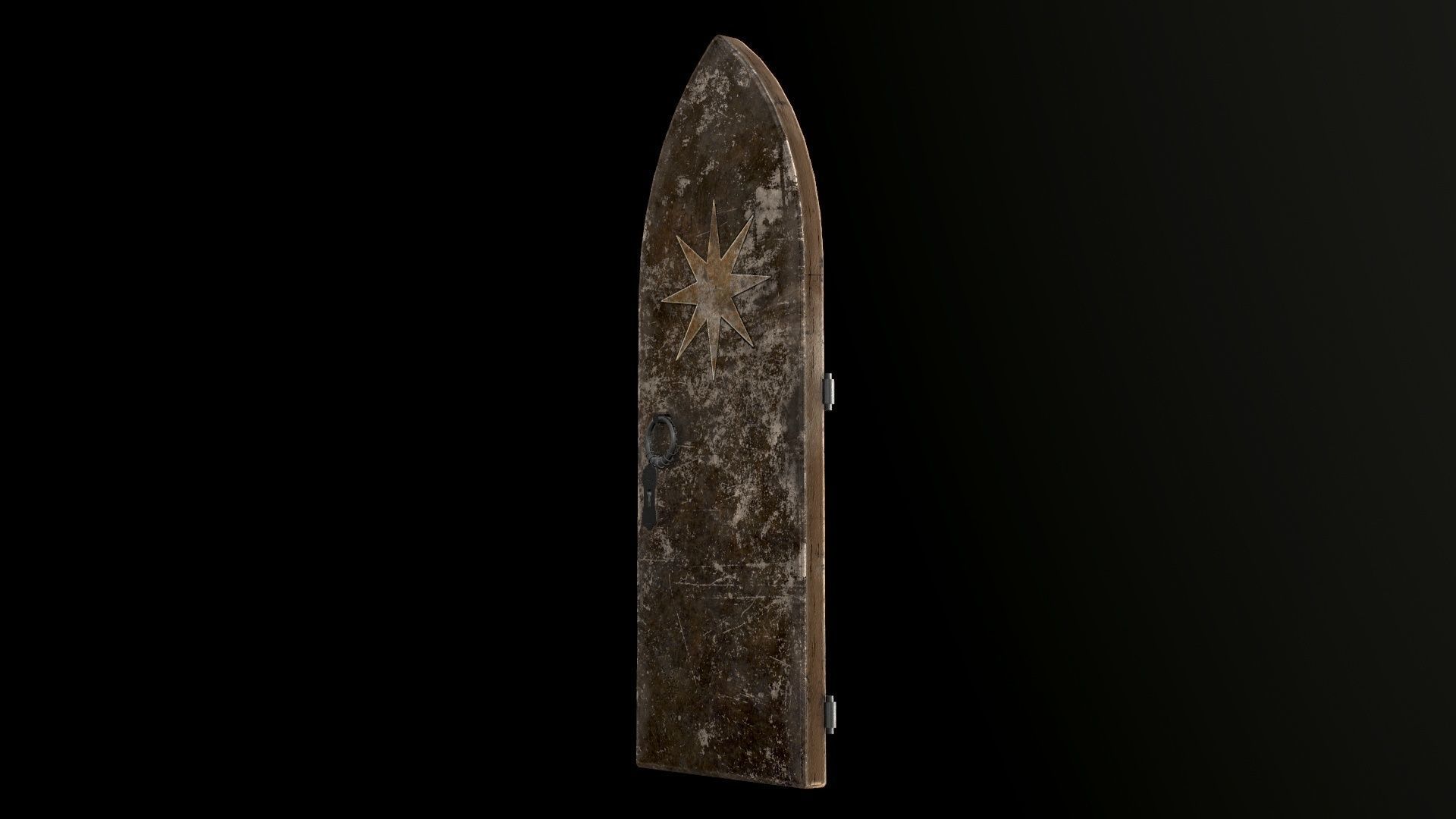 Old Single Medieval Door Low-poly 3D model_28