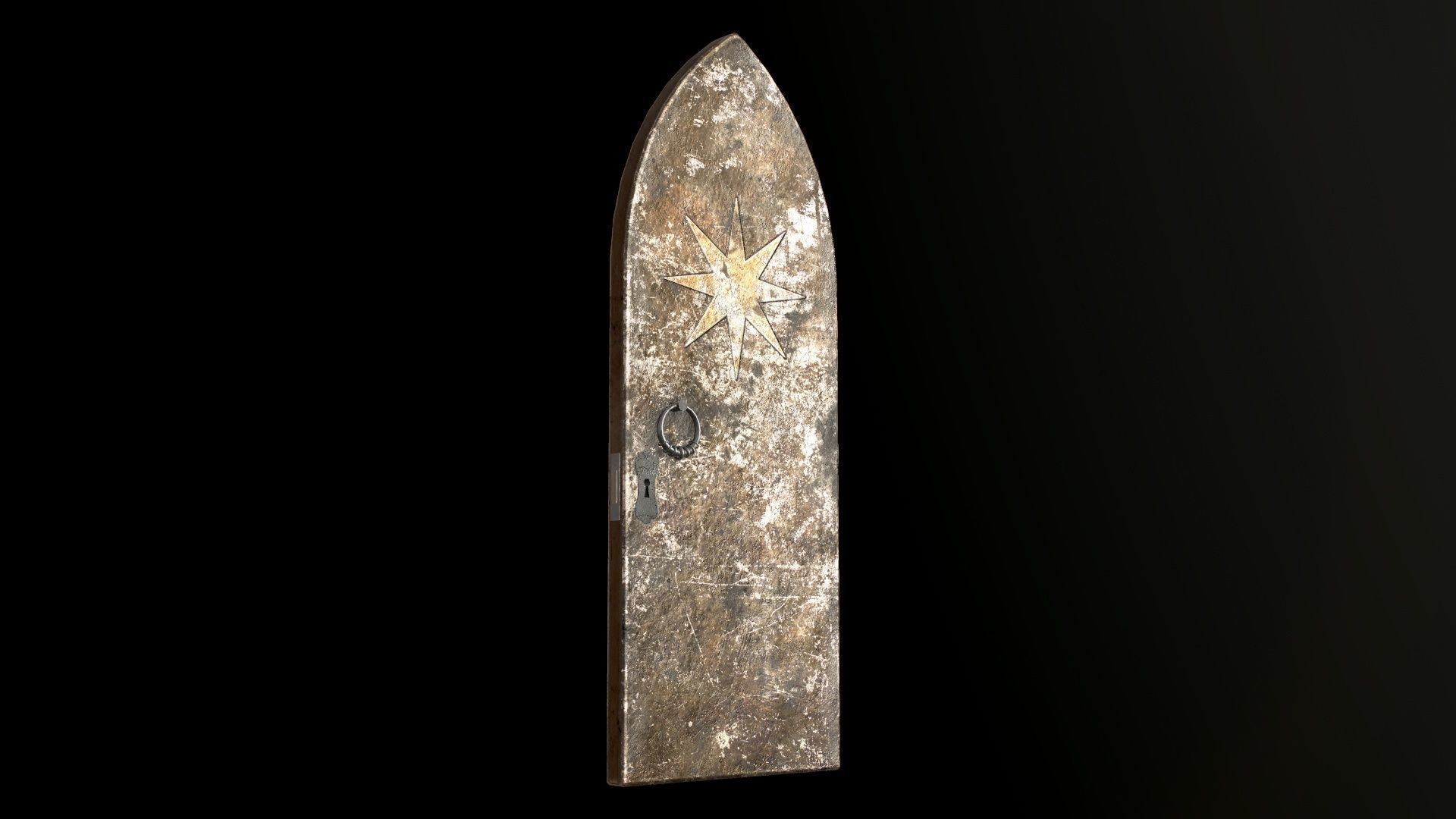 Old Single Medieval Door Low-poly 3D model_32