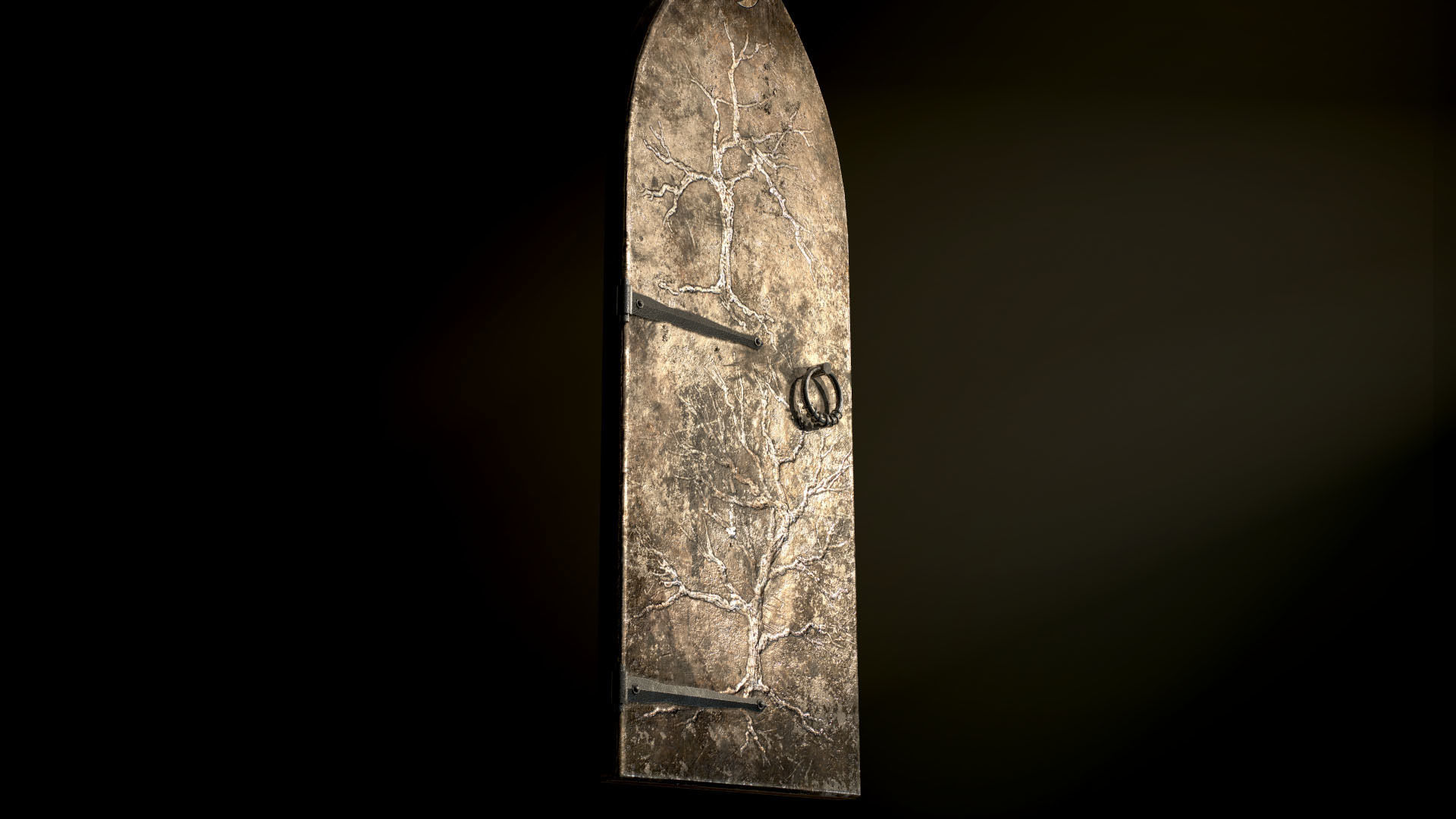 Old Single Medieval Door Low-poly 3D model_3