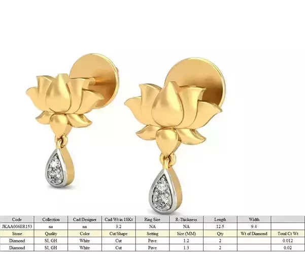 Women earrings 3dm stl render