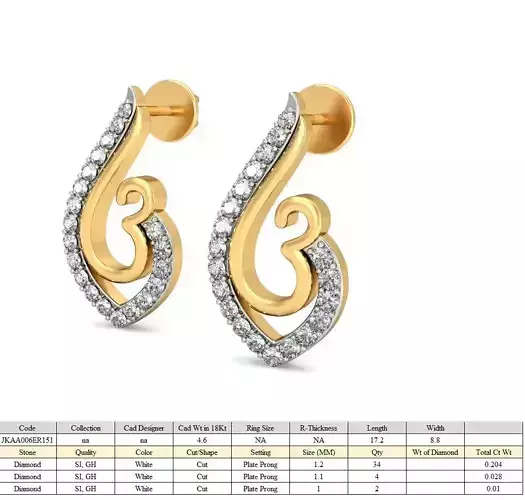 Women earrings 3dm stl render