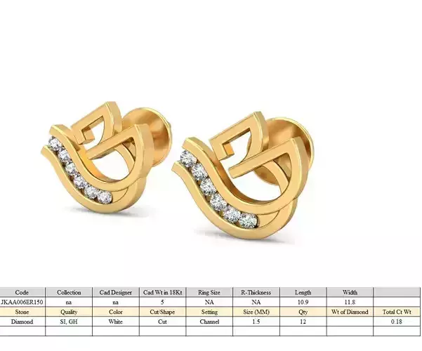 Women earrings 3dm stl render