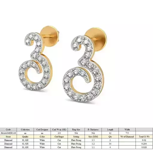 Women earrings 3dm stl render