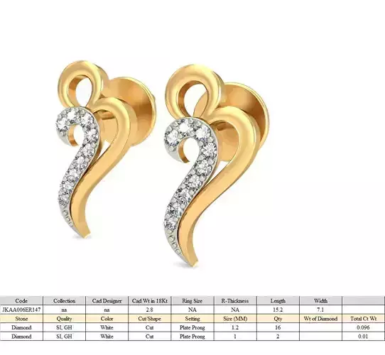 Women earrings 3dm stl render
