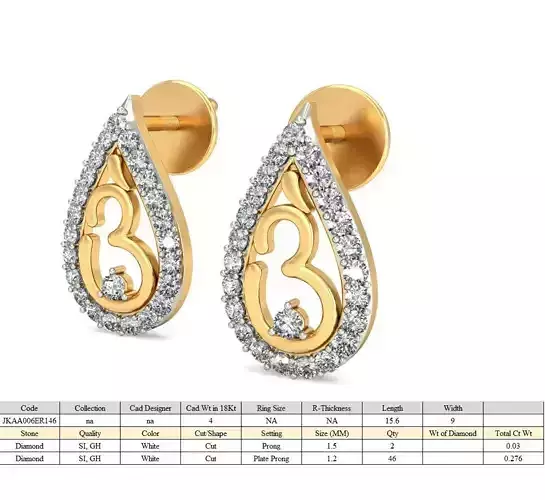 Women earrings 3dm stl render