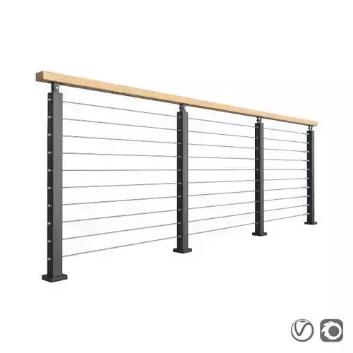 Modern railing 002 3D model