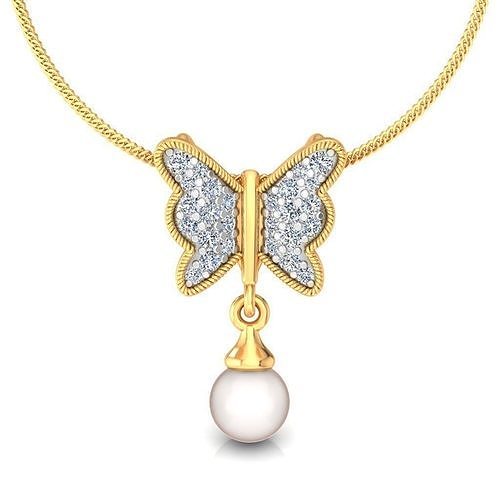 Women pearl butterfly pendant 3dm stl render 3D print model