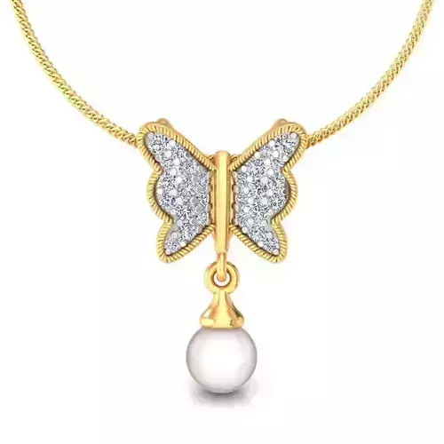 Women pearl butterfly pendant 3dm stl render