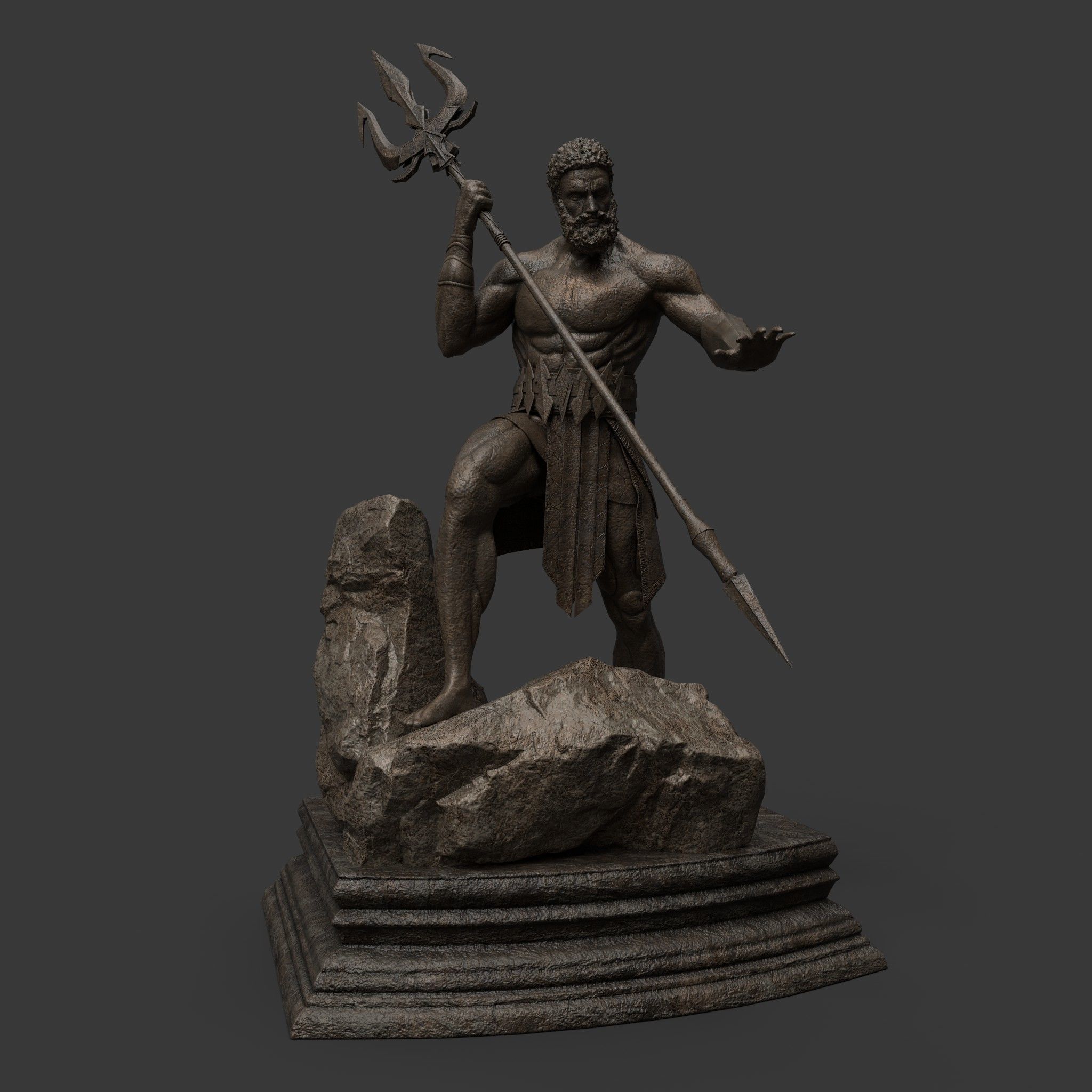 Poseidon Statue Low-poly 3D model_2
