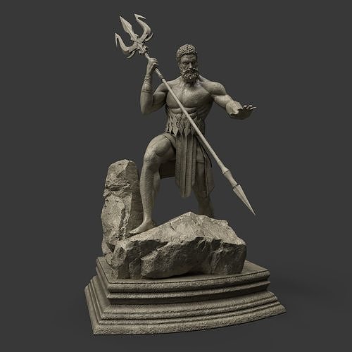 Poseidon Statue Low-poly 3D model