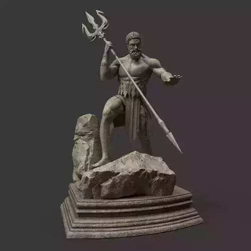 Poseidon Statue Low-poly 3D model