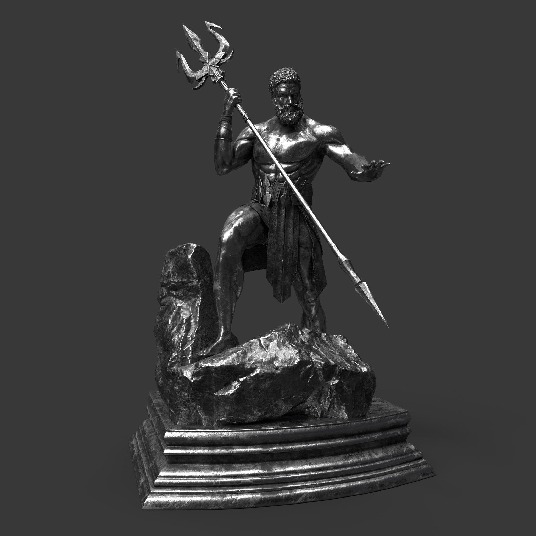 Poseidon Statue Low-poly 3D model_12