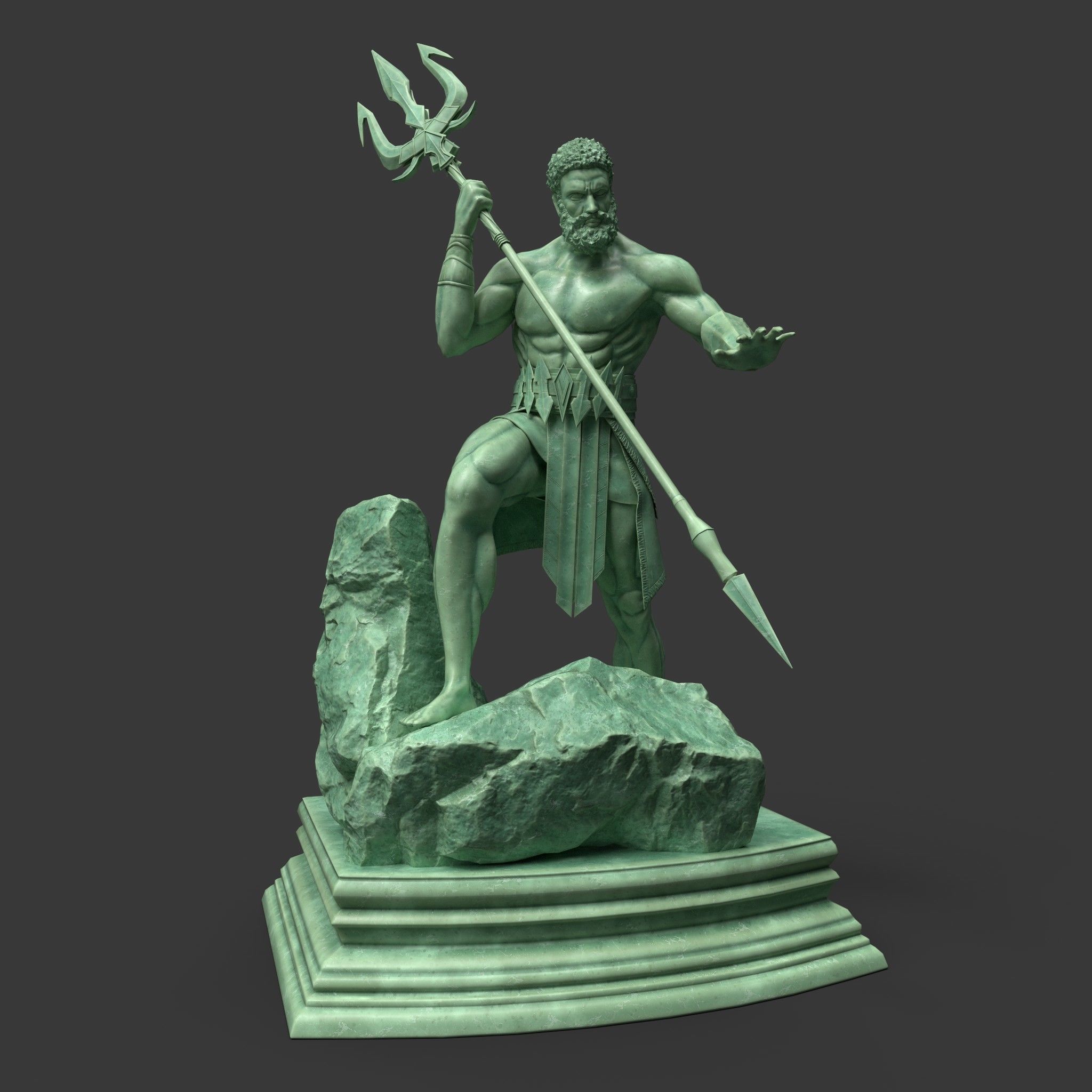 Poseidon Statue Low-poly 3D model_5