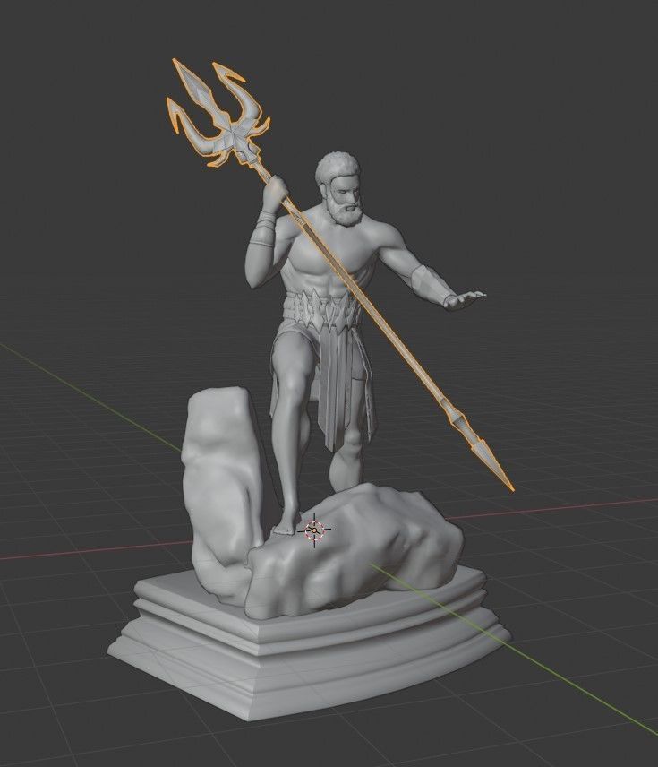 Poseidon Statue Low-poly 3D model_7