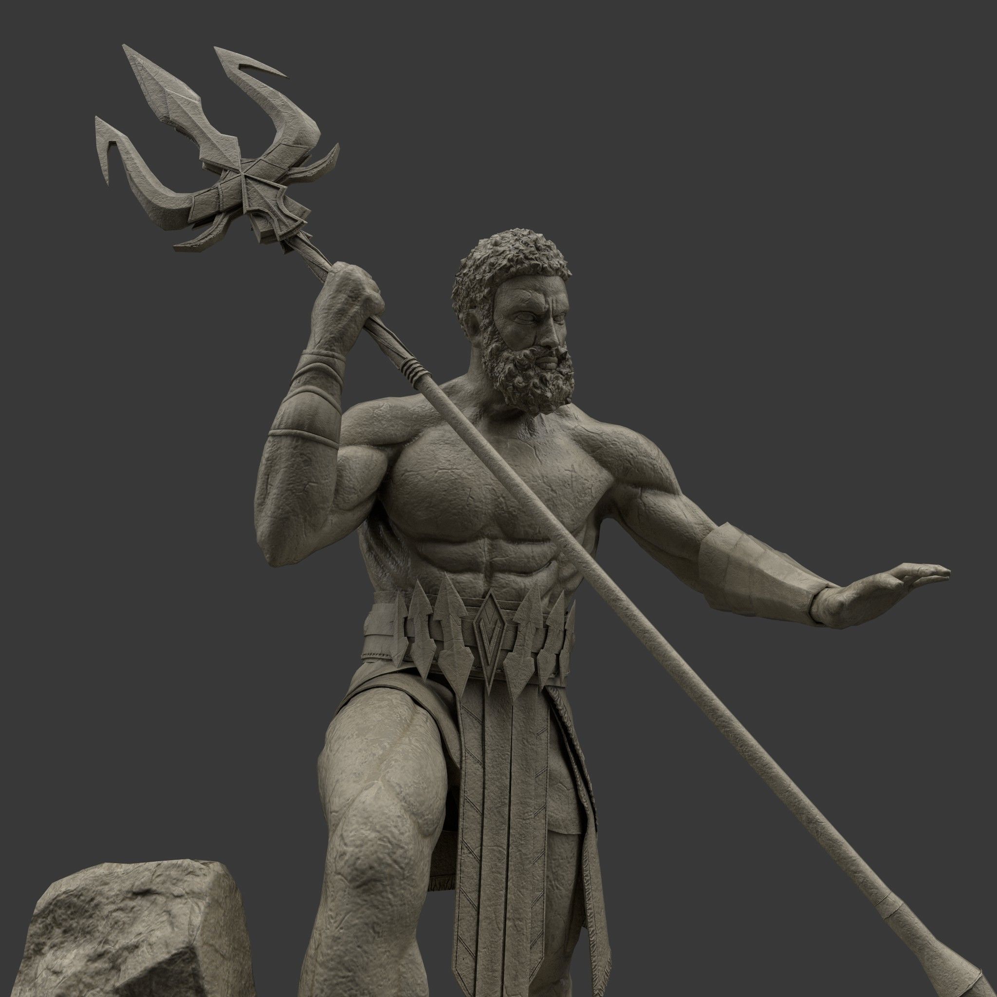 Poseidon Statue Low-poly 3D model_13