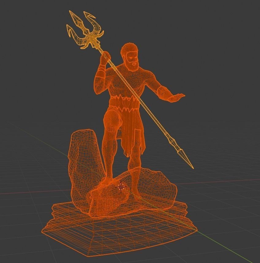 Poseidon Statue Low-poly 3D model_8